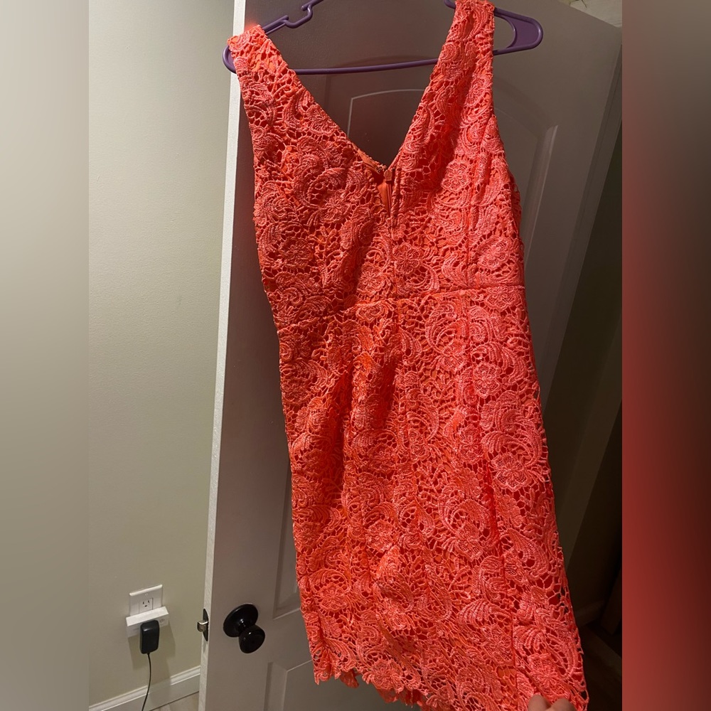 Coral Lace midi dress